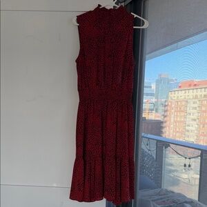 Sleeveless Red Animal-Print Midi Dress